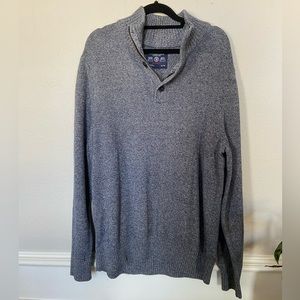 AMERICAN EAGLE ATHLETIC FIT gray 1/4 ZIP BUTTON PULLOVER SWEATER MENS XL